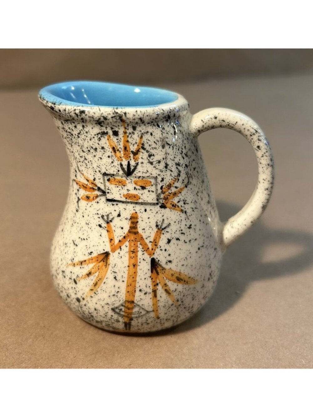 Vintage Loma of Arizona-3"- Creamer-Syrup- Pitcher w/ Turquoise Interior-Signed